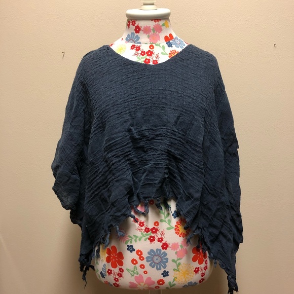 UO Dark Blue Poncho - Picture 1 of 3